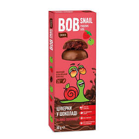 Натуральні яблучно-полуничні цукерки в молочному шоколаді ТМ BOB SNAIL 30г