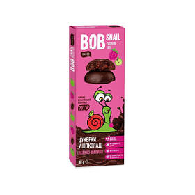 Натуральні яблучно-малинові цукерки в чорному шоколаді ТМ BOB SNAIL 30г