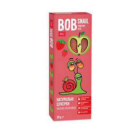 Натуральні яблучно-полуничні цукерки ТМ BOB SNAIL 30г