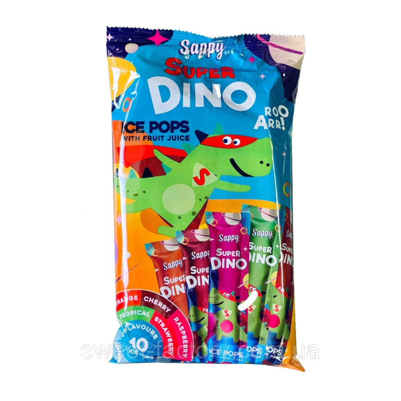 Фруктовий лід Sappy Super Dino Ice pop Fruit 10s 500ml, фото 1