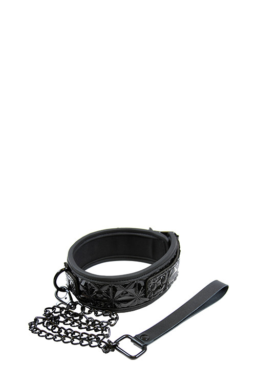 Нашийник з повідцем NS Novelties Sinful Black Collar 18+