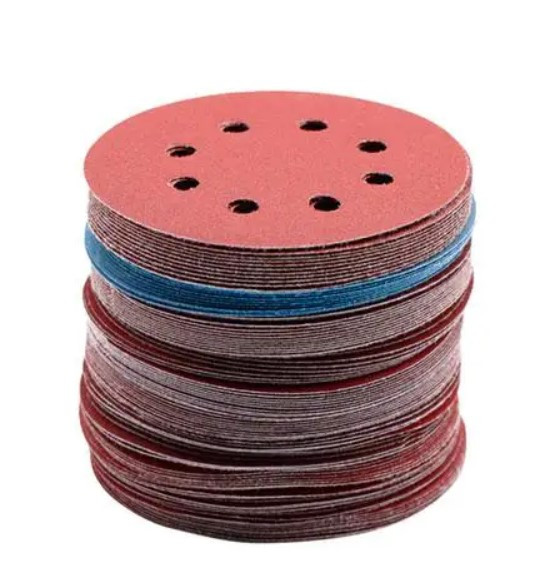 Набір зі 100 шліфувальних кругів 125 мм 8 отворів, на липучці, фото 1