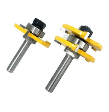 Набір із 2 фрез пазо-шипових, хвостовик 8 мм для ручного фрезера, фото 1