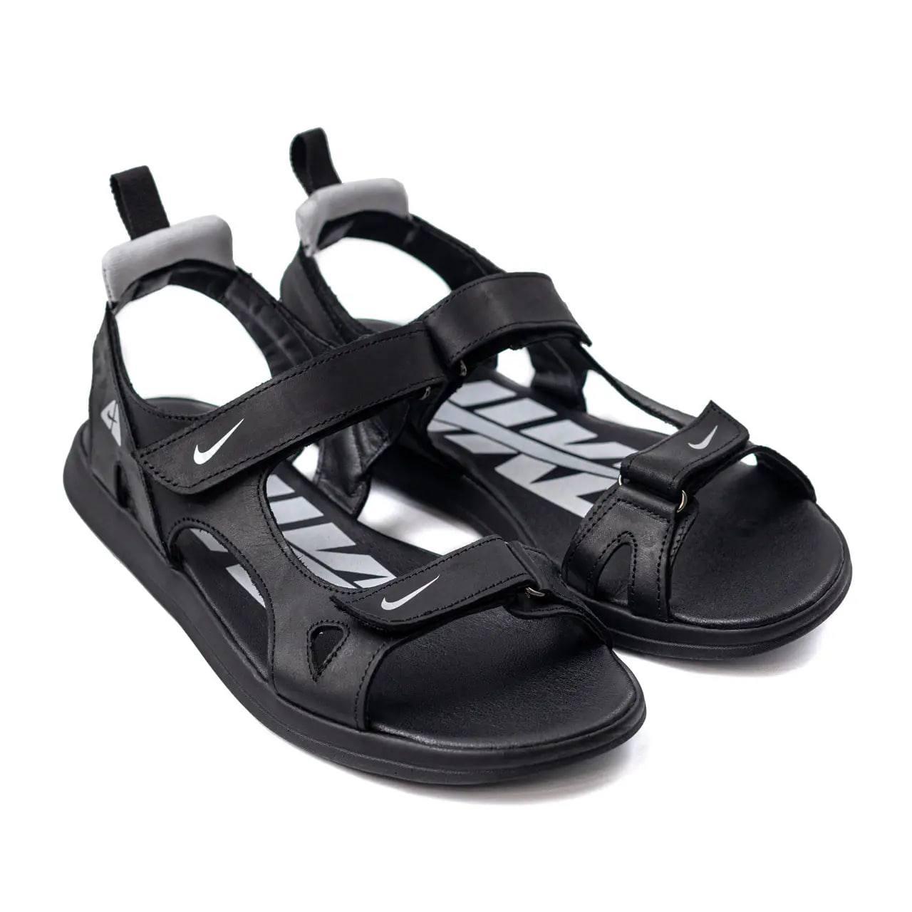 Чоловічі шкіряні сандалії чорно-білі Nike NS Black/White
