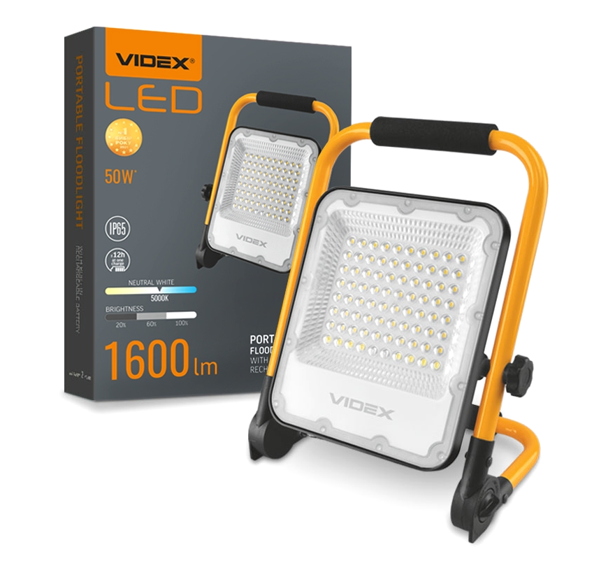 Автономний LED прожектор акумуляторний VIDEX PREMIUM F2A 50W