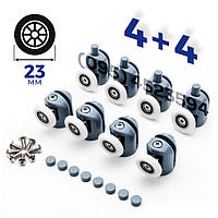 Ролики для душевых кабин, гидромассажных боксов В-43В + В-43А комплект 8 шт. / 23 мм