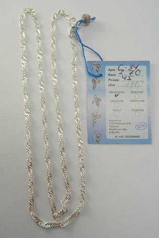 Срібний ланцюжок - плетіння Сингапур, фото 2