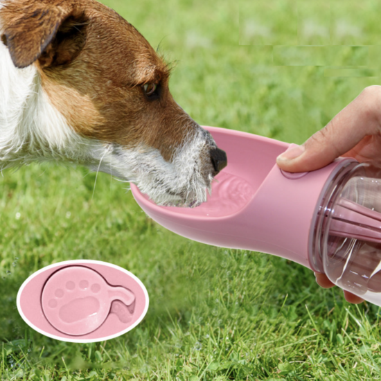 Прогулянкова поїлка для тварин Dogbaby пляшка для води 350 мл рожевий
