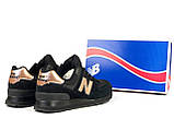 Замшеві кросівки New Balance classic 574 чорні модні бігові кросівки текстиль сітка, фото 5