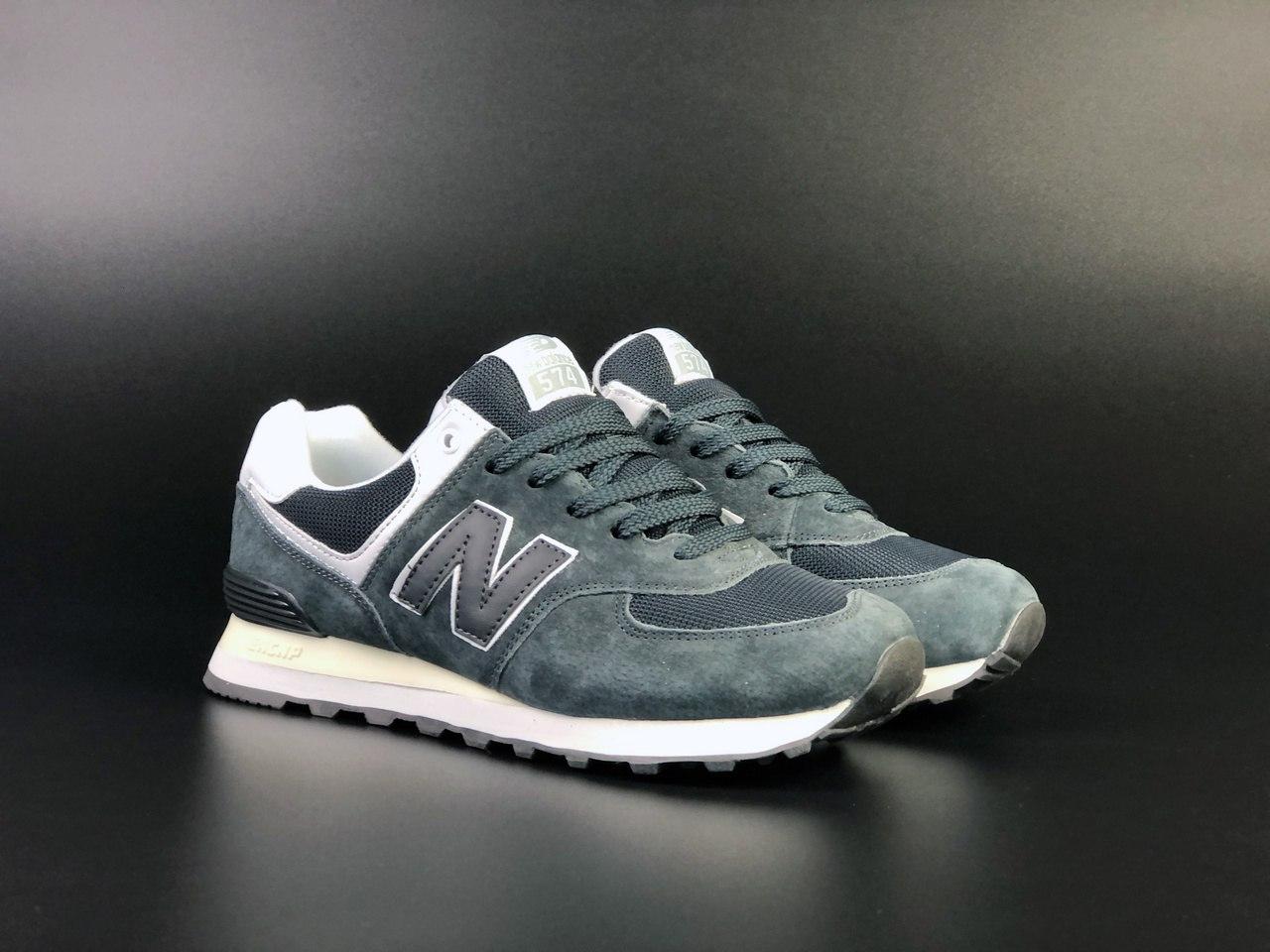 Замшеві сірі кросівки New Balance 574 чорні модні бігові кросівки текстиль сітка