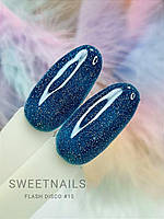 Світловідбивний гель лак для нігтів Sweet Nails Flash Disco №15 блакитний 8 мл