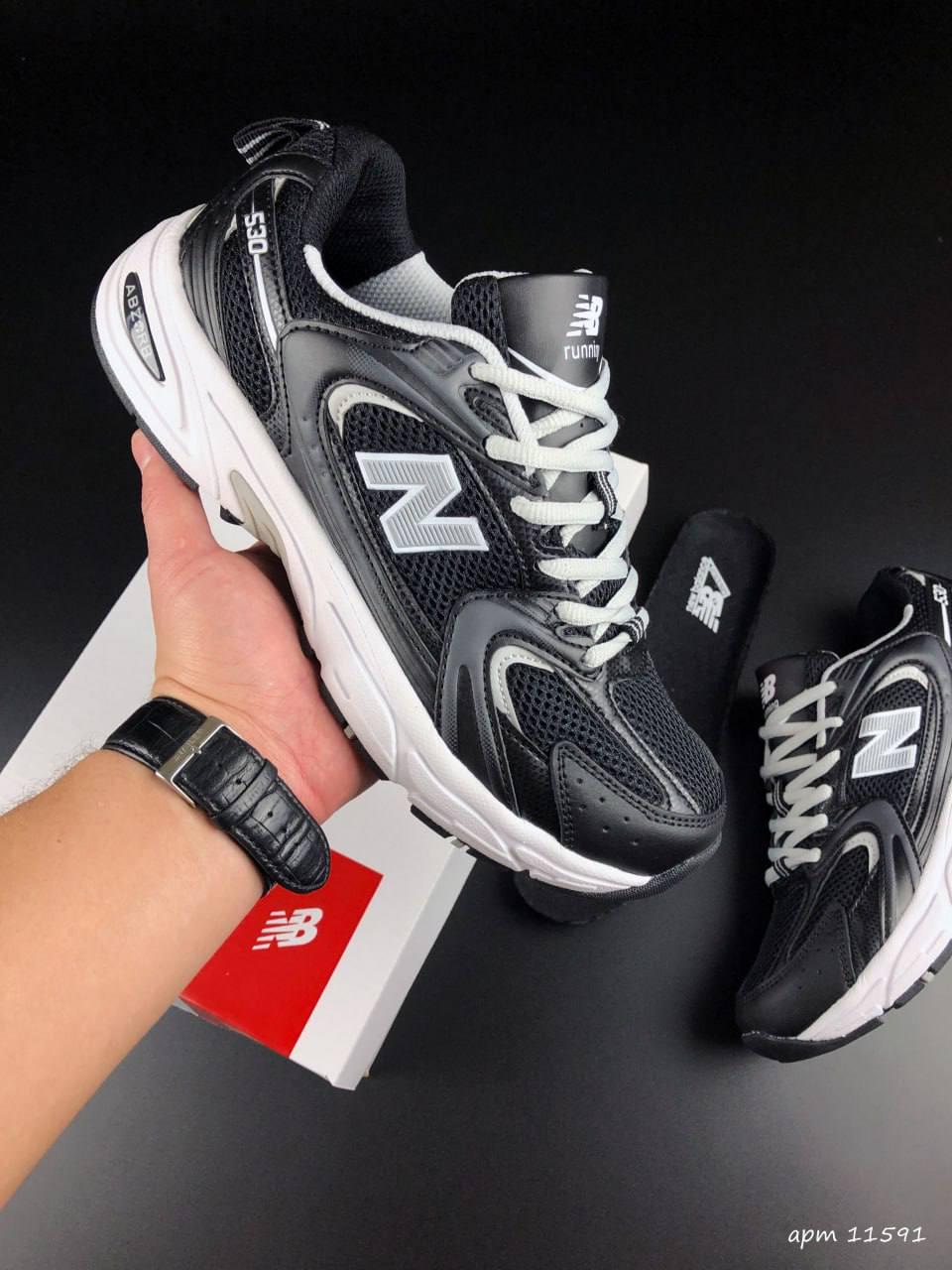 Кросівки чоловічі New Balance 530 чорні модні кросівки бігові текстиль сітка