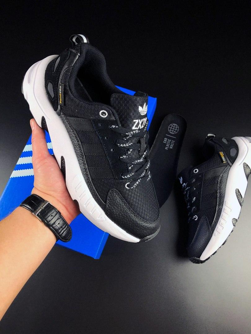 Кросівки чоловічі Adidas ZX 22 Boost чорні з білим, Взуття на літо текстиль