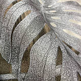 Шпалери вінілові на флізеліновій основі DUKA Natura листок бежеве срібло 1,06 х 10,05м (22860-2), фото 4