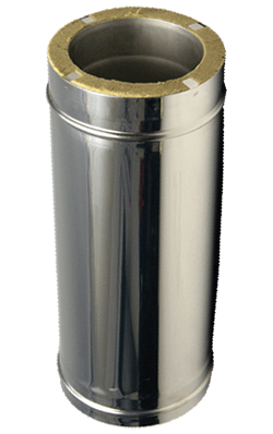 Дымоходная труба нержавейка в нержавейке L=1м 0,6 мм ф140/200 (двустенные дымоходы для отопительных котлов) - фото 1 - id-p423687370