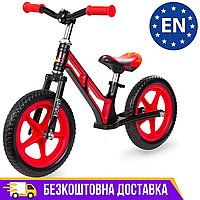 Велобег велосипед без педалей Kidwell COMET из магниевого сплава BLACK/RED Беговел