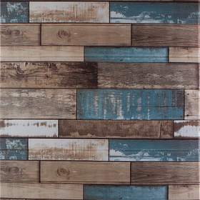 3Д панель самоклейка під дерево, самоклеючі 3D панелі м'які стінові 5 мм, Синє Дерево