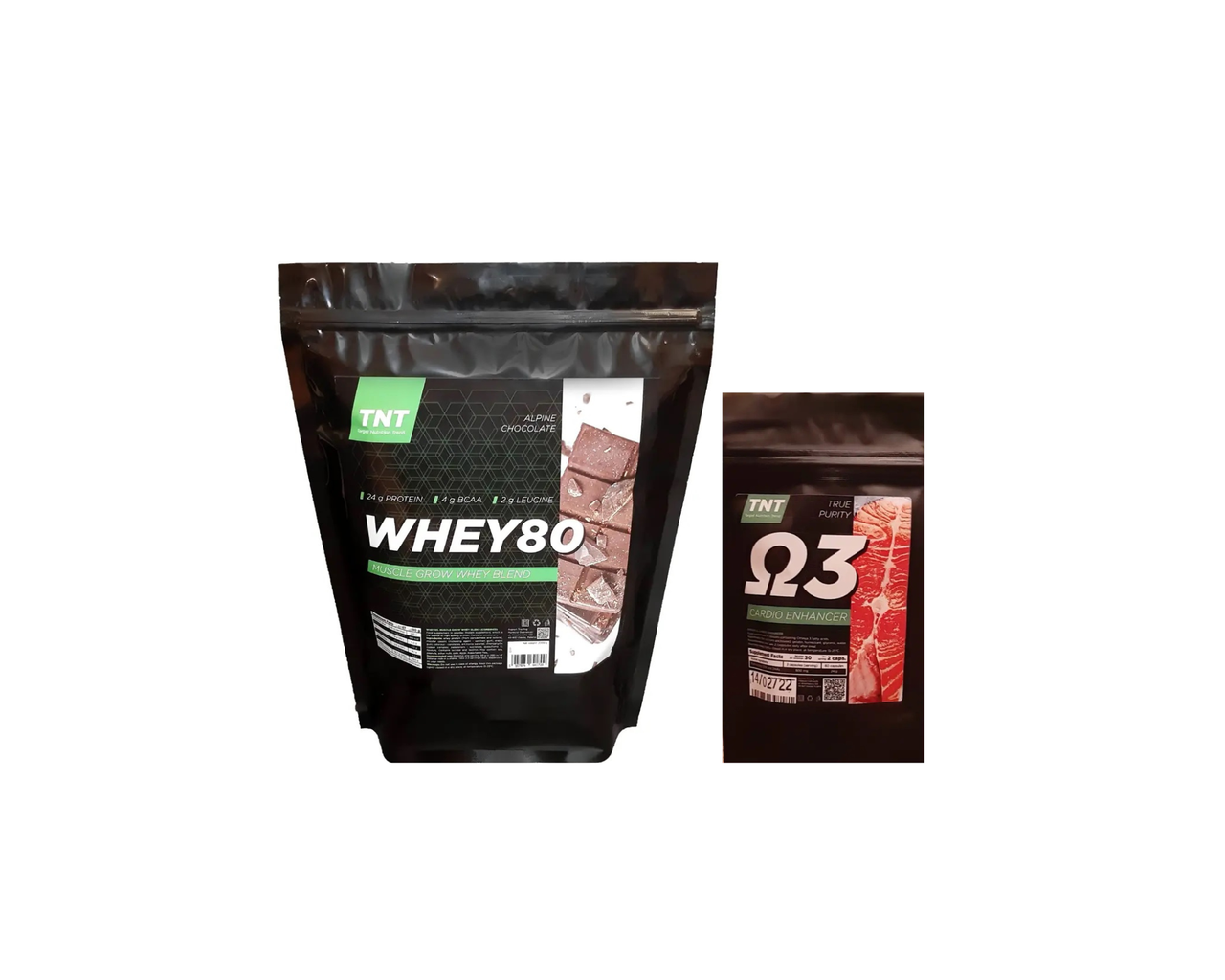 Протеїн для росту м'язів TNT Nutrition зі смаком альпійський шоколад 2 кг + Омега 3, фото 1