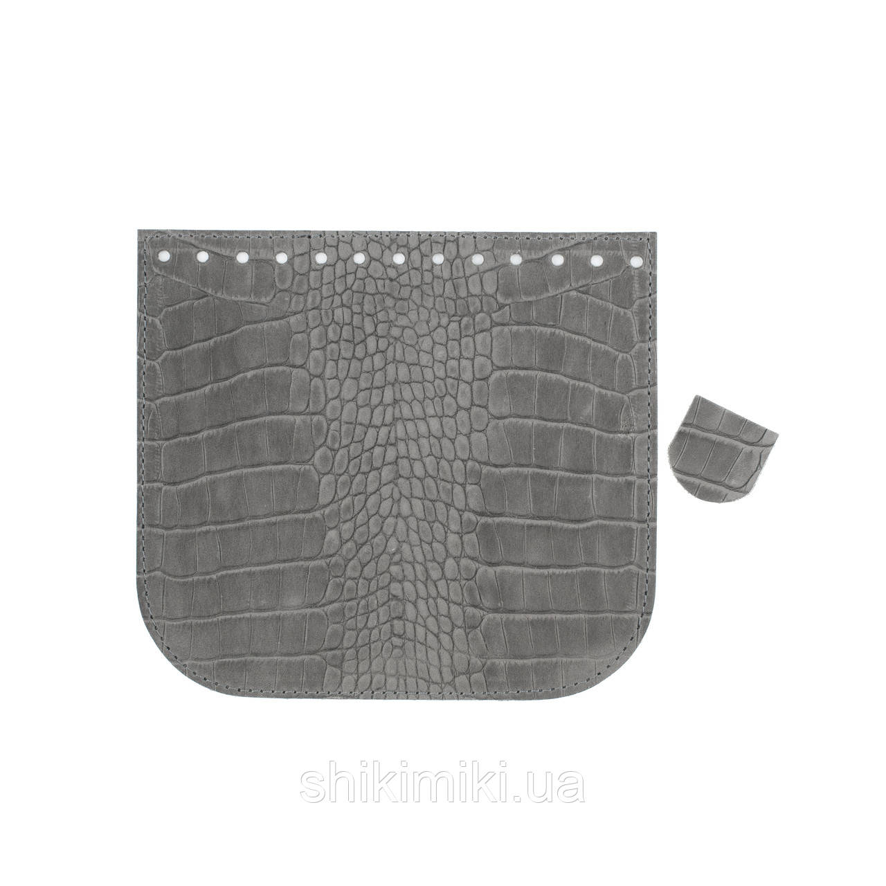 Клапан сумки з натуральної шкіри (18*20), колір Сіра рептилія, фото 1