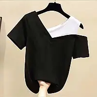 Літня повсякденна жіноча футболка чорного кольору