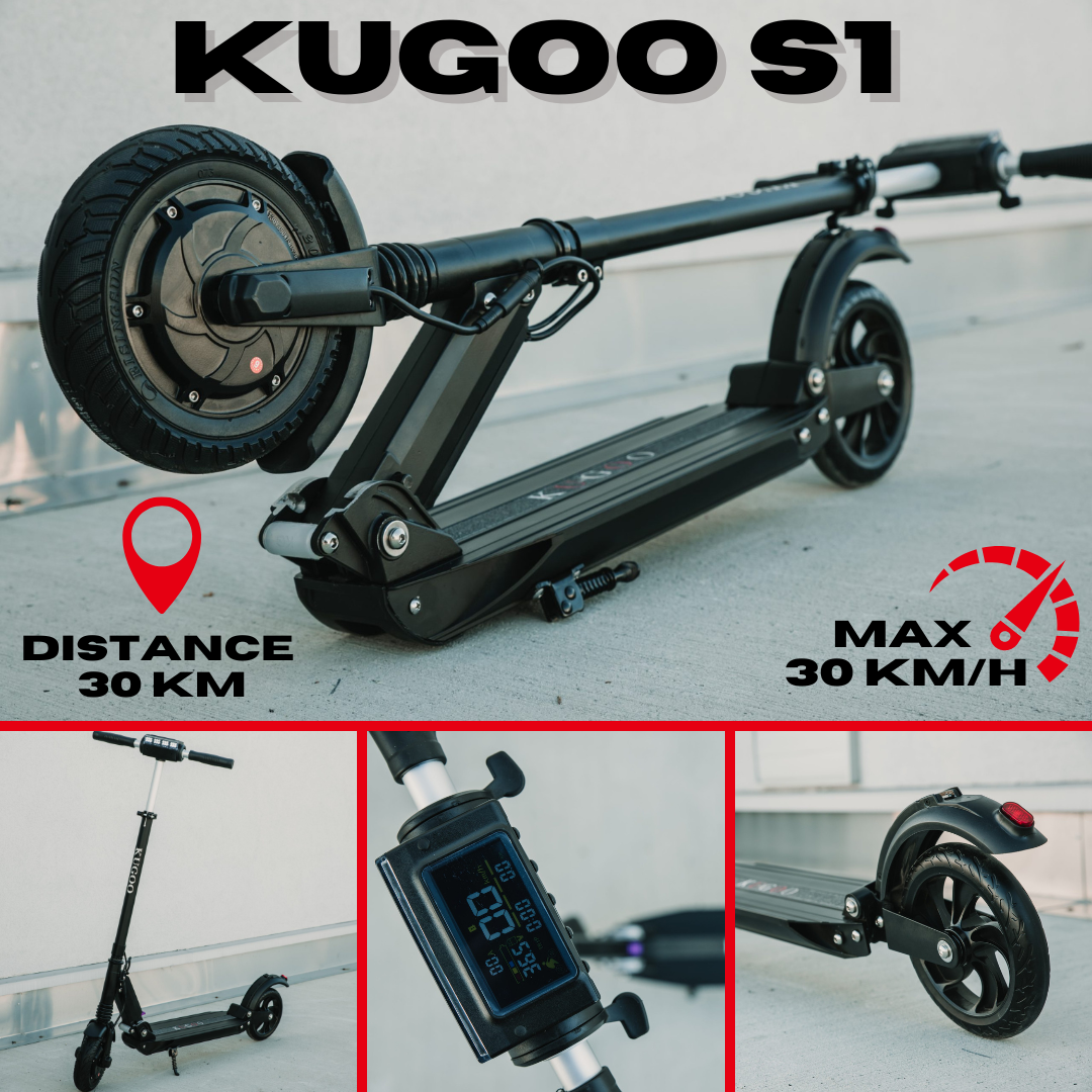 Электросамокат KUGOO S1 350W Черный 30 км/час - фото 1 - id-p1846830361