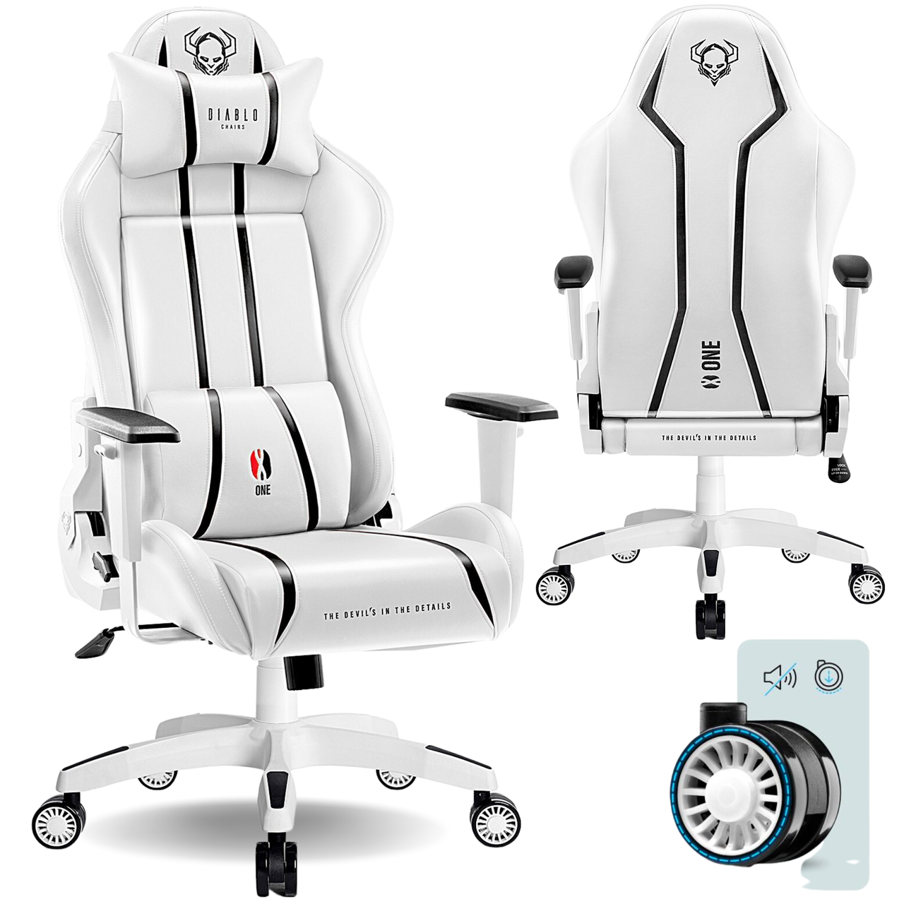 Геймерское кресло Diablo Chairs X-One 2.0 Normal Size эко-кожа White - фото 1 - id-p1846832002