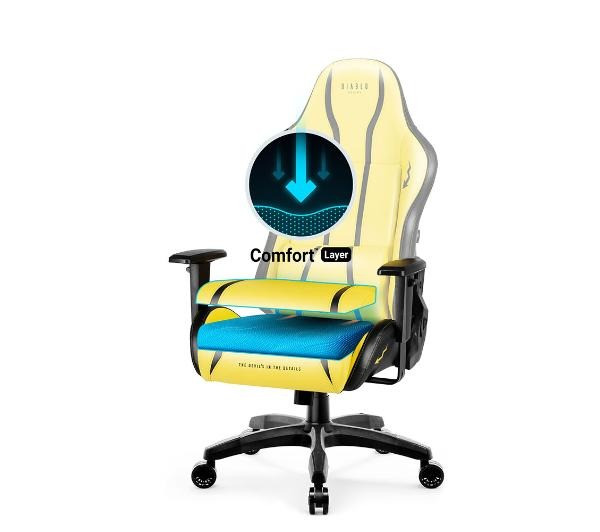 Игровое кресло Diablo Chairs X-One 2.0 Normal Size Electric Yellow (экокожа +ткань) - фото 8 - id-p1846832008