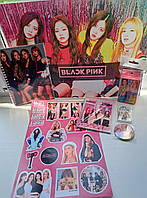 Lomo карты + Скетчбук + Блокнот + Стикерпак + Значок + Брелок + Постер Black Pink