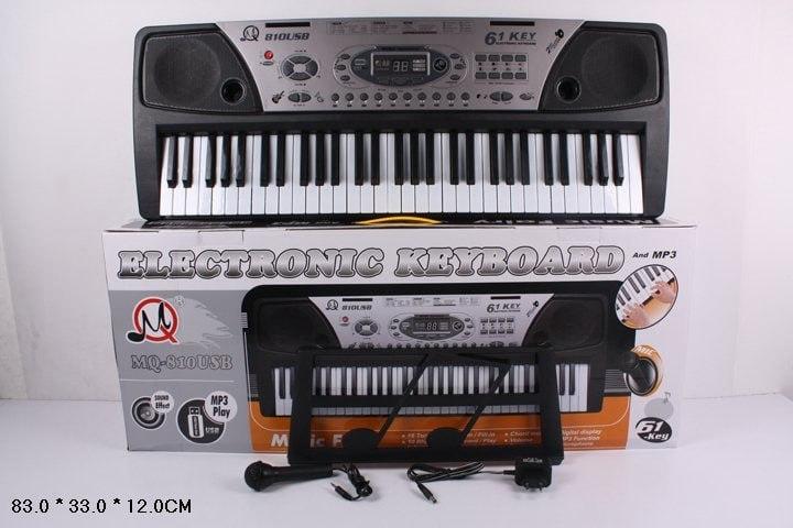 Детский синтезатор-пианино 61 клавиша с микрофоном, подставка для нот - фото 2 - id-p1846862995