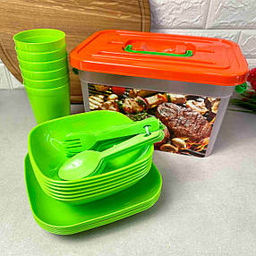 Набір пластикового посуду для пікніка 38 предметів, фото 2