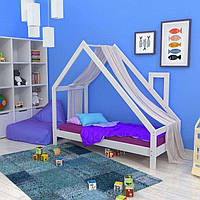 Детская кровать-домик белая 80х190 см деревянная детская