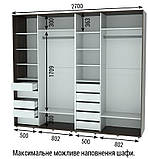Шафа-купе 2700 мм, Шафи-купе різних розмірів 900-3500 мм. Шафа для дому, фото 4