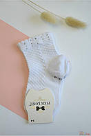 Носки белые со стразами для девочки (23 / 10-12 лет см.) Pier Lone