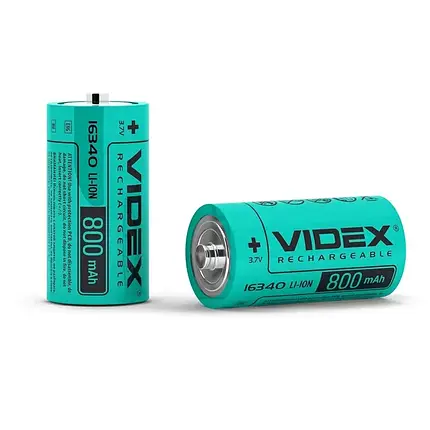 Акумулятор Videx Li-Ion 16340 (без захисту) 800 mAh 3,7V bulk10 16340/800/10/1B, фото 2