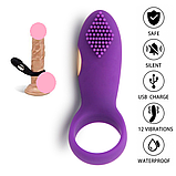 Ерекційне віброкольцо від USB, Насадка на член із вібрацією, Віброкольц-стимулятор клітора із шипами, Інтимні, фото 7