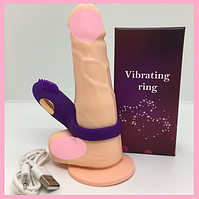 Ерекційне віброкольцо від USB, Насадка на член із вібрацією, Віброкольц-стимулятор клітора із шипами, Інтимні