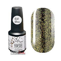 Топ із шимером Nail Apex Gold glitter, 15 мл