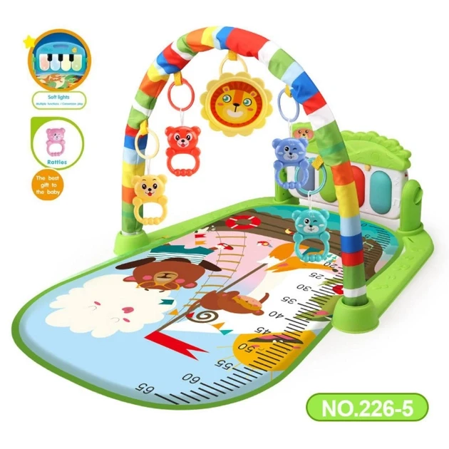 Розвивальний килимок для немовлят, музичний килимок піаніно для дітей із дугою, 5 іграшок 226-5 Зелений, фото 1