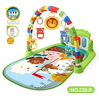 Розвивальний килимок для немовлят, музичний килимок піаніно для дітей із дугою, 5 іграшок 226-5 Зелений