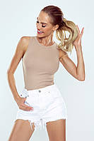 Майка женская трикотажная базовая однотонная бежевого цвета Peri Eldar