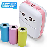 Портативный термопринтер JETIX Mini printer Pink | Детский принтер с набором цветной термобумаги в комплекте