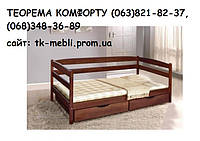 Ліжко односпальне дерев'яне з шухлядами Єва