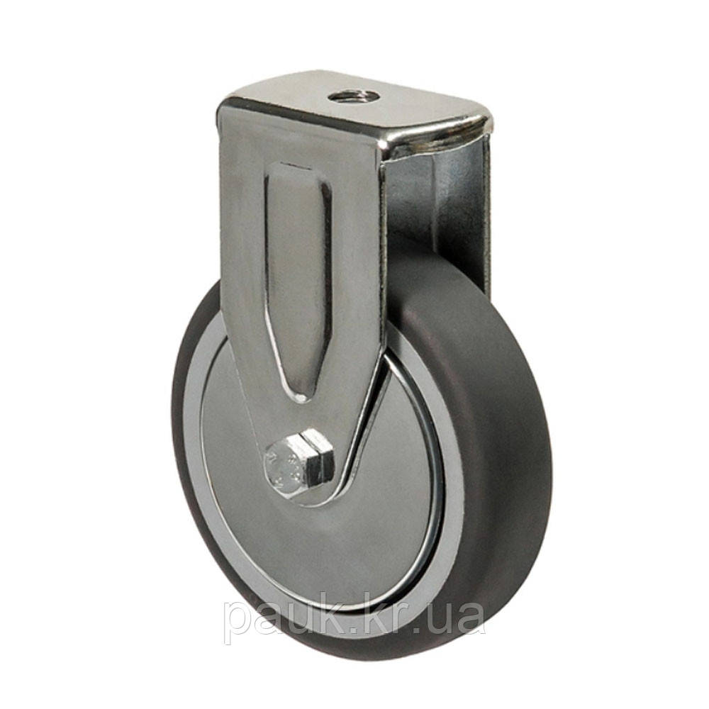 Колесо 2307-L-076-P (23"Light") Ø 76 мм, неповоротне з отвором, підшипник ковзання, гумове колесо, фото 1
