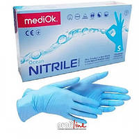 Перчатки нитриловые mediOK (размер S, синие) 50 пар/уп