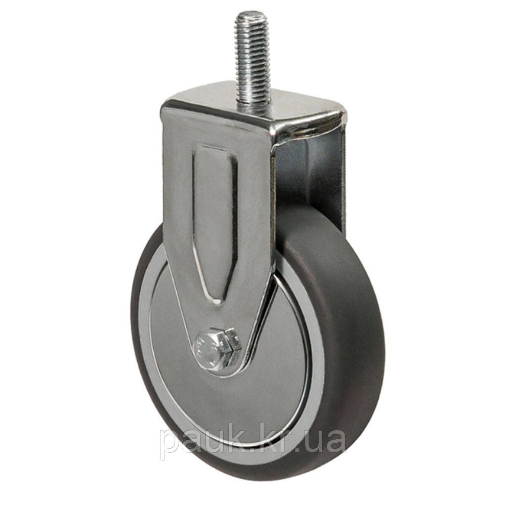 Колесо 2307-L-077-P(23 "Light") Ø 75 мм, неповоротне з різьбою, підшипник ковзання, гумове колесо, фото 1