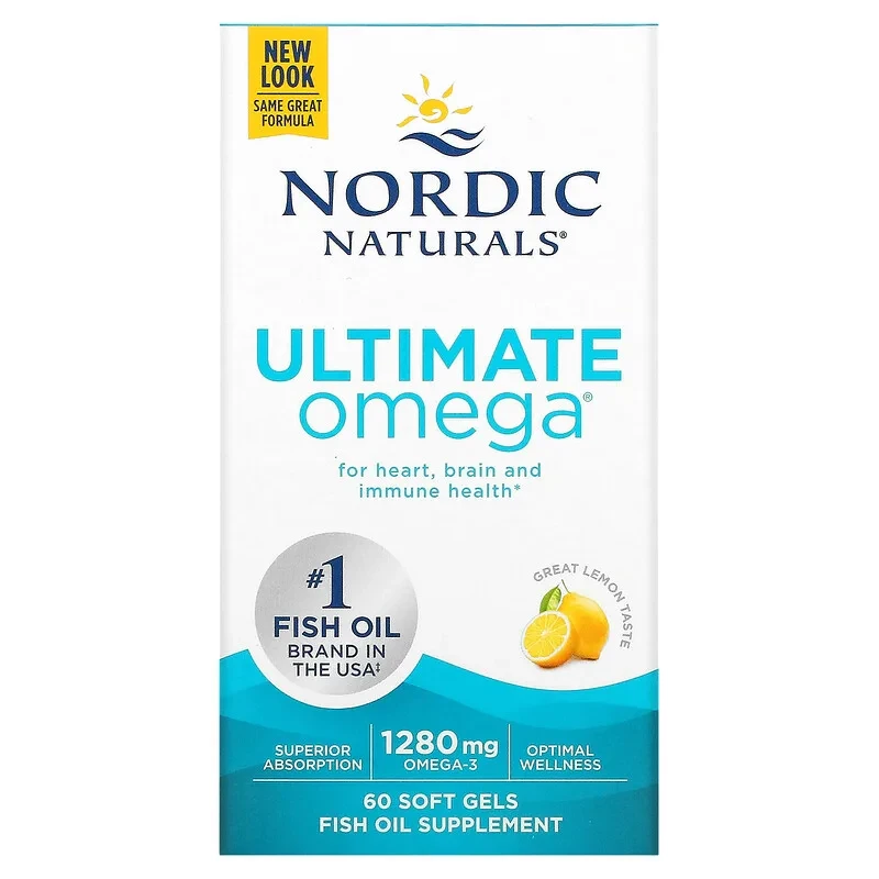 Nordic Naturals, Ultimate Omega, зі смаком лимона, 640 мг, 60 капсул