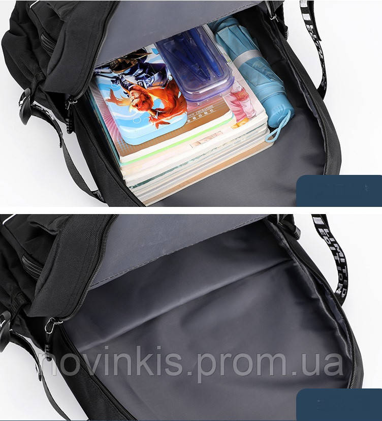 Шкільний підлітковий рюкзак, що світиться у наборі 2в1 із сумкою-бананкою - фото 5 - id-p1846900961