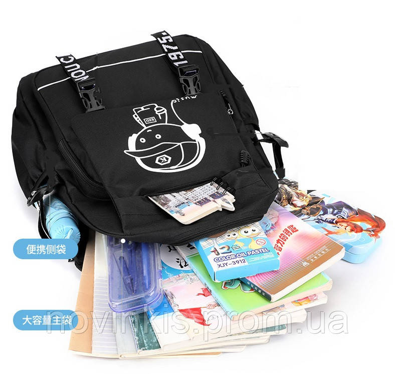 Шкільний підлітковий рюкзак, що світиться у наборі 2в1 із сумкою-бананкою - фото 6 - id-p1846900961
