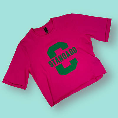 Жіноча футболка топ, укорочена, рожева/зелена футболка стильна з малюнком бавовна ( р. S-XL)