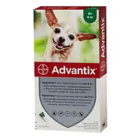 Капли Advantix Bayer от блох и клещей для собак весом до 4кг, 4 пипетки по 4 мл.